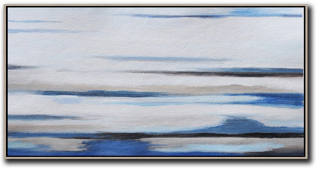 Hand painted Panoramic Abstract painting, horizontal abstract landscape art canvas painting original contemporary art